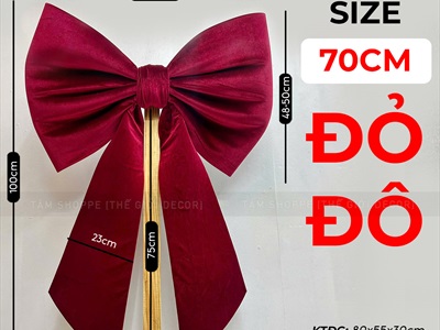 [Order 3 - 4 ngày] Nơ đỏ vải nhung xịn 2 cánh đuôi xéo dài cỡ lớn [Đứng form - Nhiều cỡ] PK-NO-12